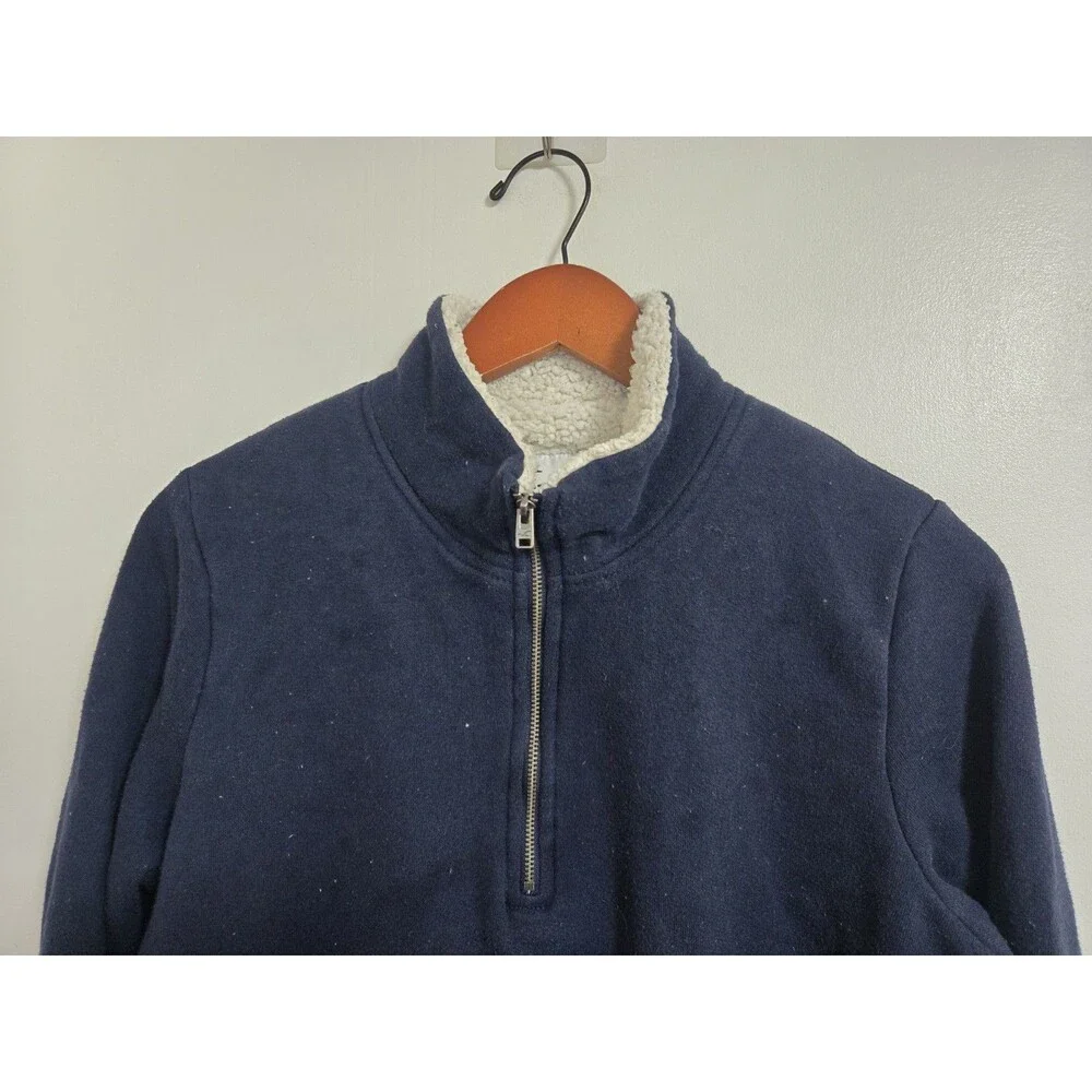 Hollister 1/4 Zip Jacket Mens L Blue Sherpa Lined Heavyweight Sweater Shacket‎